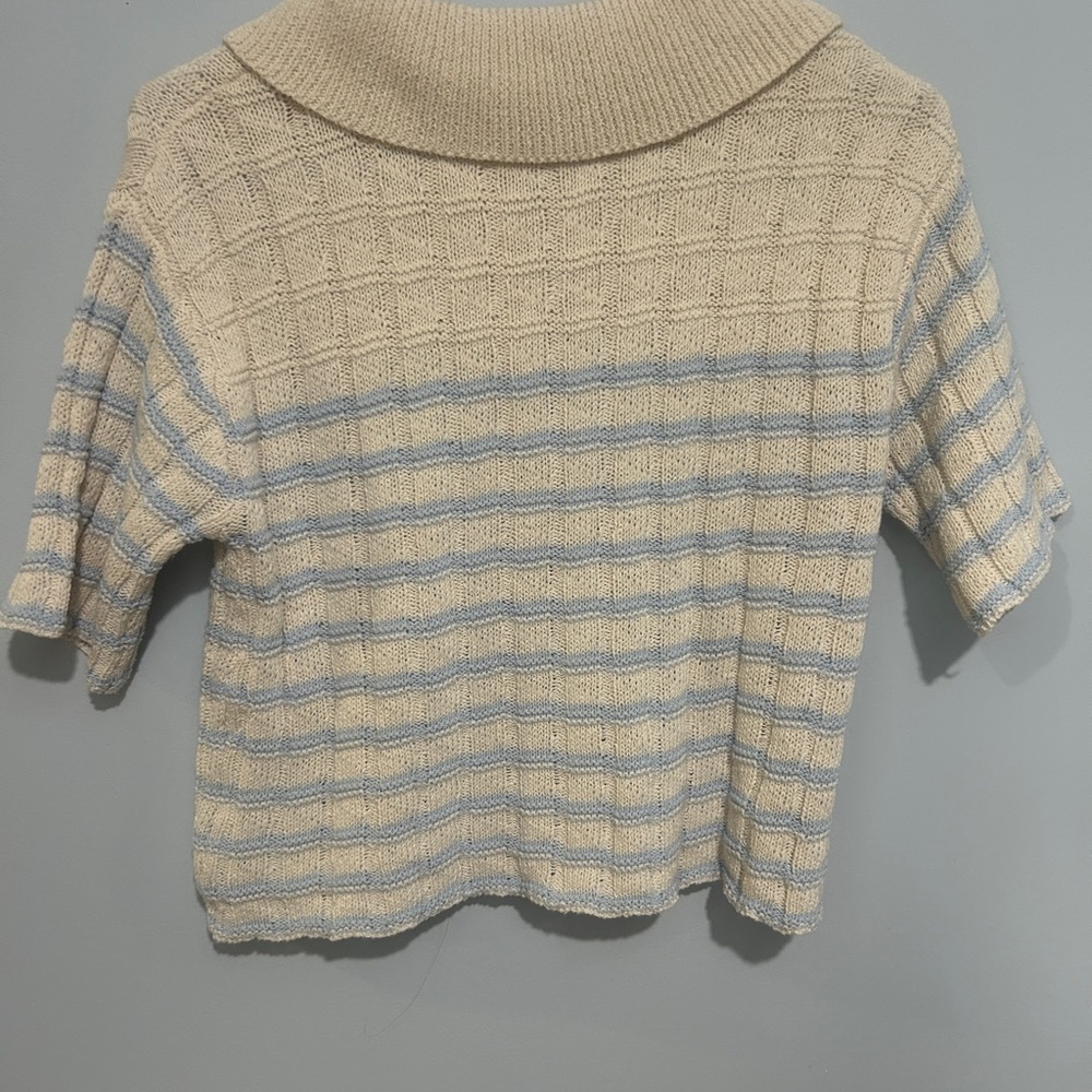 Striped Knit Cardigan with Collar - Picture 2 of 4